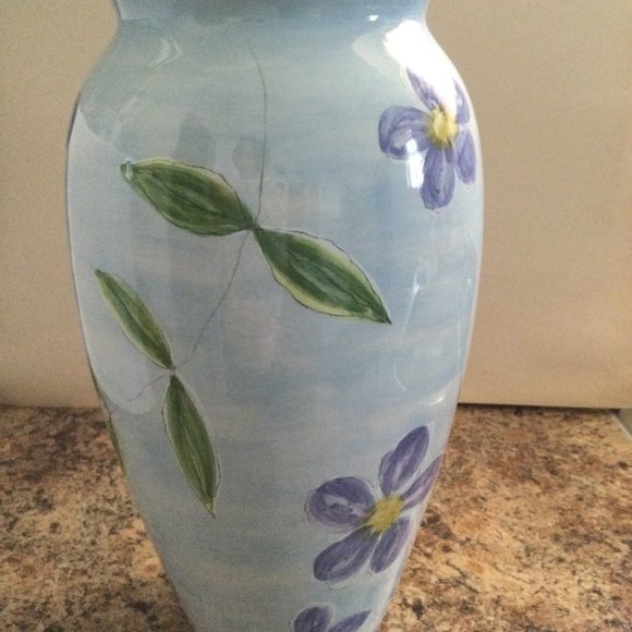 Big 13" porcelain vase made in Portugal flower & leaf decorative beautiful - Picture 2 of 6